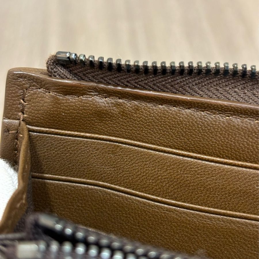 BOTTEGA VENETA BV 咖啡 全皮 編織 零錢 拉鍊 發財 長夾 夾 皮夾-18