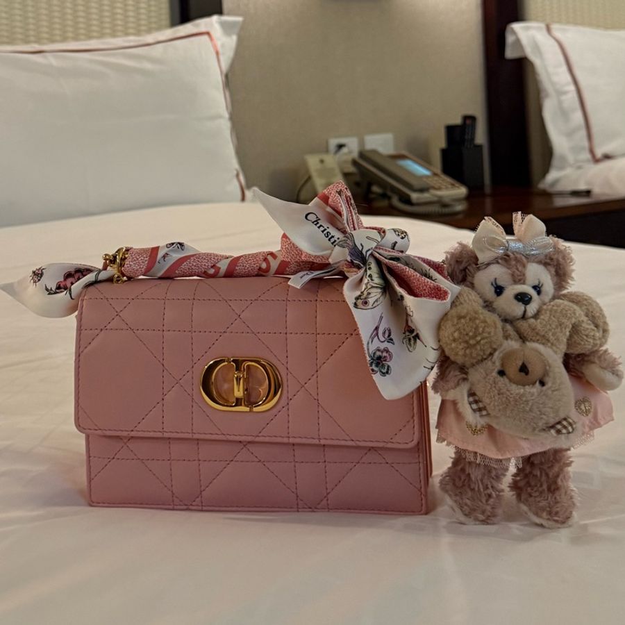 DIOR  Miss Caro 粉色 桃粉 限量色 羊皮 側背包 斜背包 迷你包 迪奧 Jisoo WOC 肩背包 皮夾-1