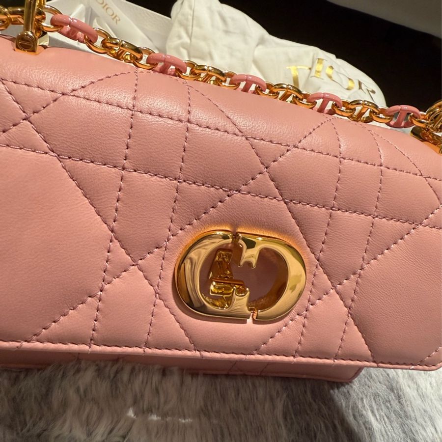 DIOR  Miss Caro 粉色 桃粉 限量色 羊皮 側背包 斜背包 迷你包 迪奧 Jisoo WOC 肩背包 皮夾-26