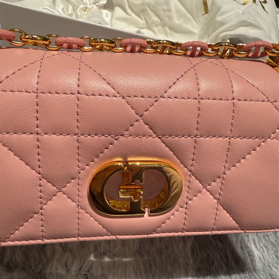 DIOR  Miss Caro 粉色 桃粉 限量色 羊皮 側背包 斜背包 迷你包 迪奧 Jisoo WOC 肩背包 皮夾-27