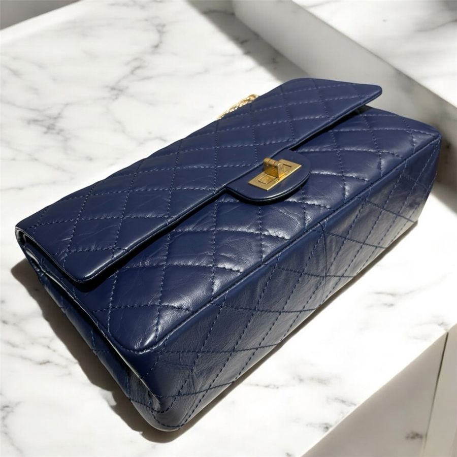 Chanel 2.55 28CM/深藍金釦-4