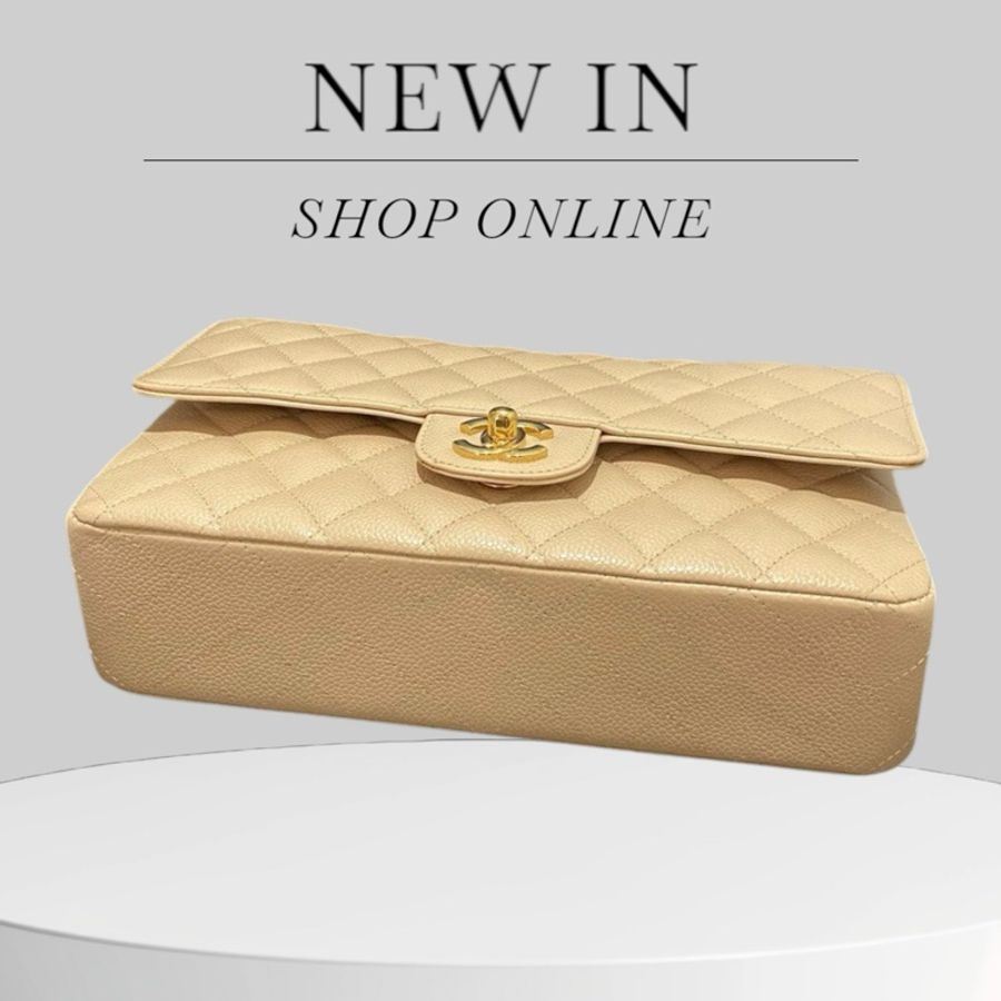 Chanel Caviar CF25 奶茶金扣-6