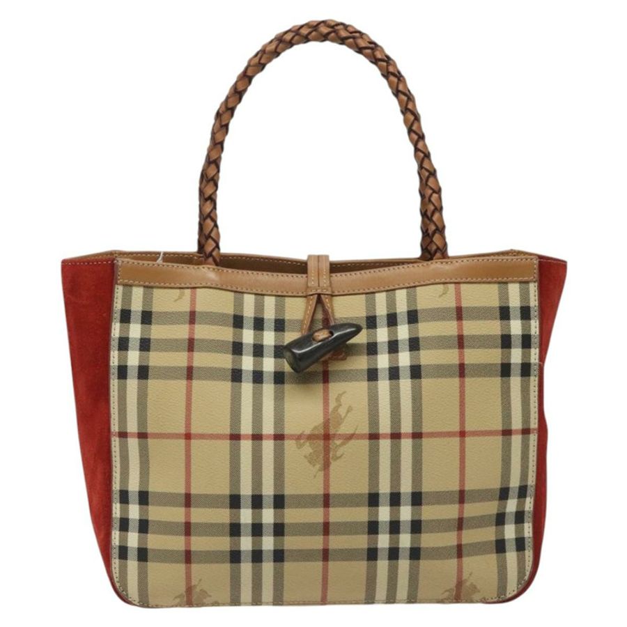 【日本直送】BURBERRY Nova 格紋手提包 PVC 米色 正品 EC590-12