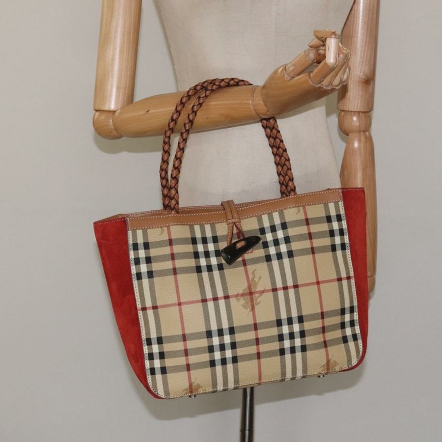 【日本直送】BURBERRY Nova 格紋手提包 PVC 米色 正品 EC590-20