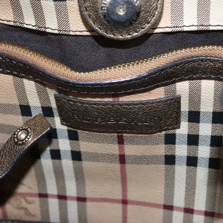 【日本直送】BURBERRY Nova 格紋單肩包 PVC 米色 棕色 金色 正品 BA684-9