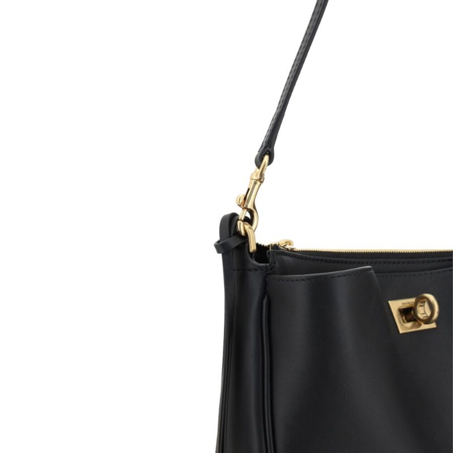 【Balenciaga 巴黎世家】Rodeo Sling Pochette 小牛皮 手提包 肩背包 腋下包 金扣 黑色-2