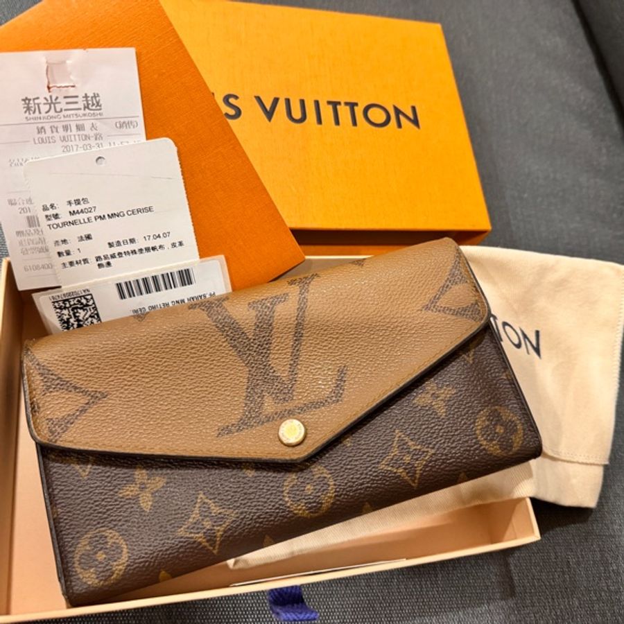 LOUIS VUITTON 路易威登 SARAH 經典長夾錢包M80726達芙妮老花 信封式 翻蓋 LV 長夾 12卡 錢包 皮夾-11