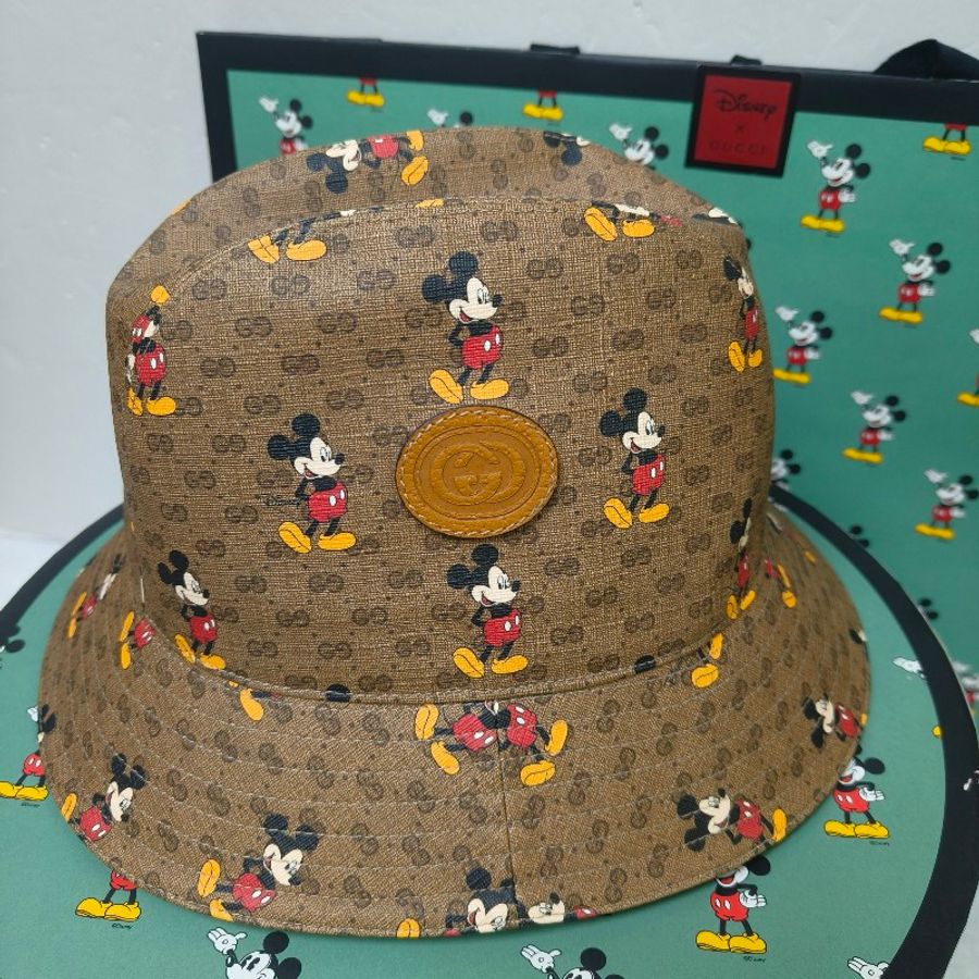 🔥10/3-10/31週年慶🔥【超狂優惠】【全新】㊣✨Gucci✨**尺寸:S(頭圍57)**古馳 GUCCI x DISNEY 迪士尼 米奇 聯名 限量 漁夫帽 帽子/二手精品🌳二手樹屋🌳-2