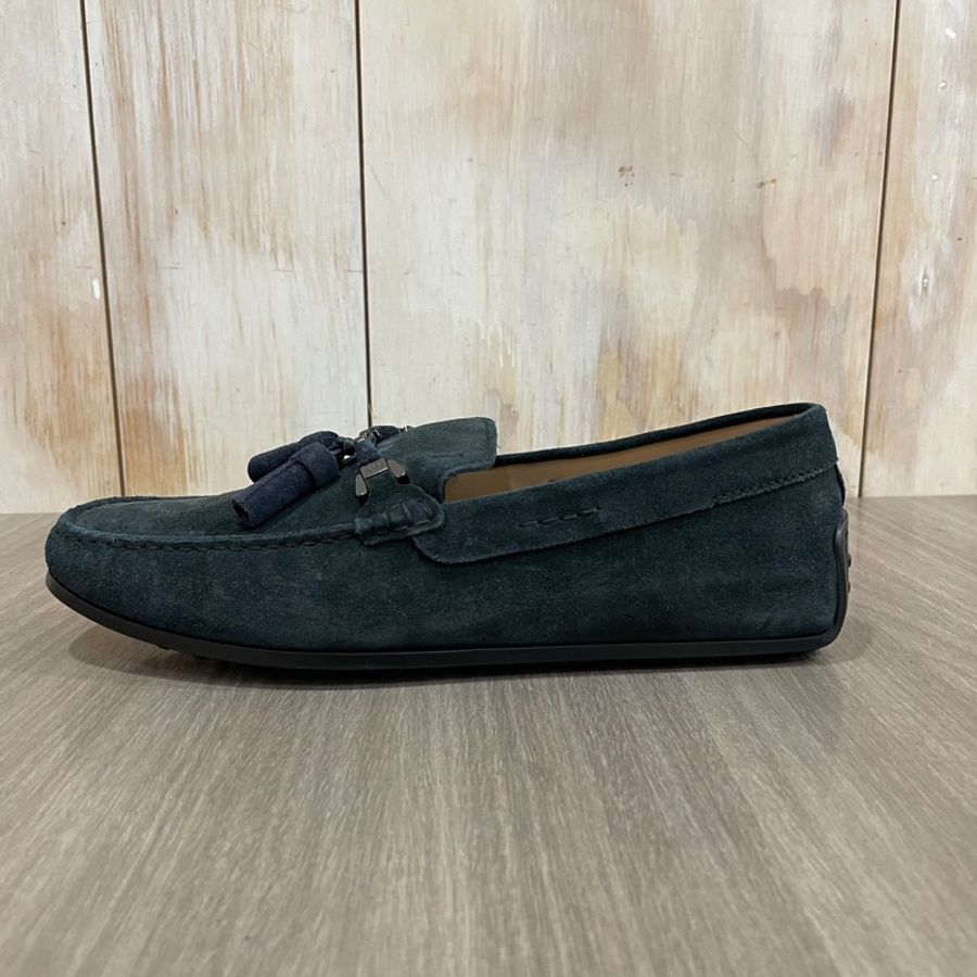 Tods墨綠色麂皮流蘇平底鞋loafer 休閒鞋-11