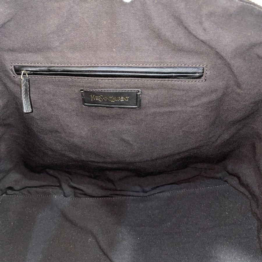 YSL咖啡色皮革金銀卯釘手提包 大托特包Easy Bag-17