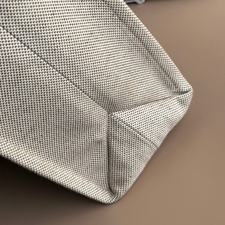 ::CHLOE:: WOODY 系列 咖邊牛皮 帆布LOGO字母織帶肩背托特包MM-32