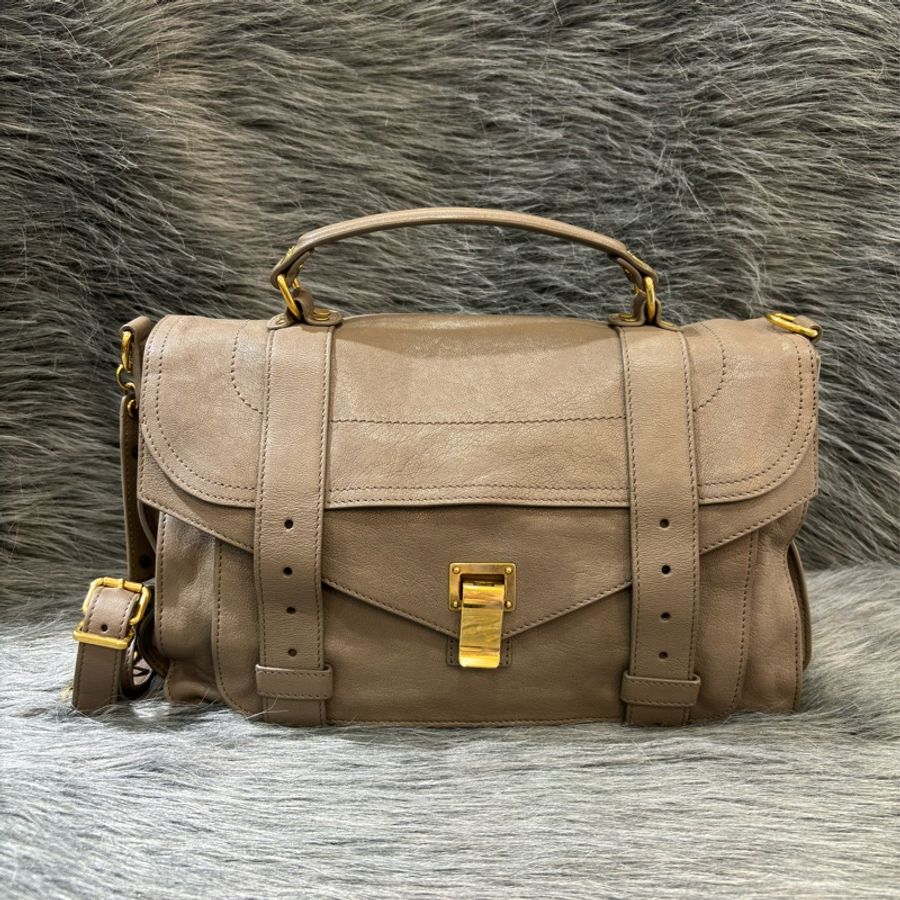 Proenza Schouler PS1 中款 大象灰山羊皮 金釦 手提包斜背包肩背包學院包郵差包-0