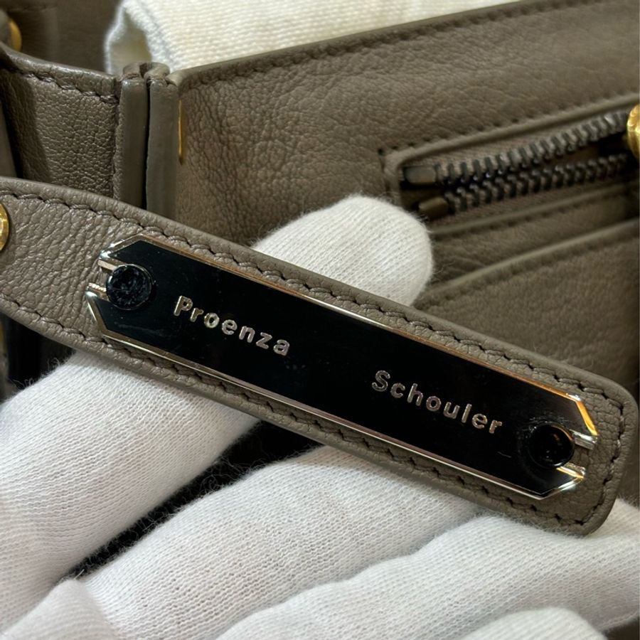 Proenza Schouler PS1 中款 大象灰山羊皮 金釦 手提包斜背包肩背包學院包郵差包-14