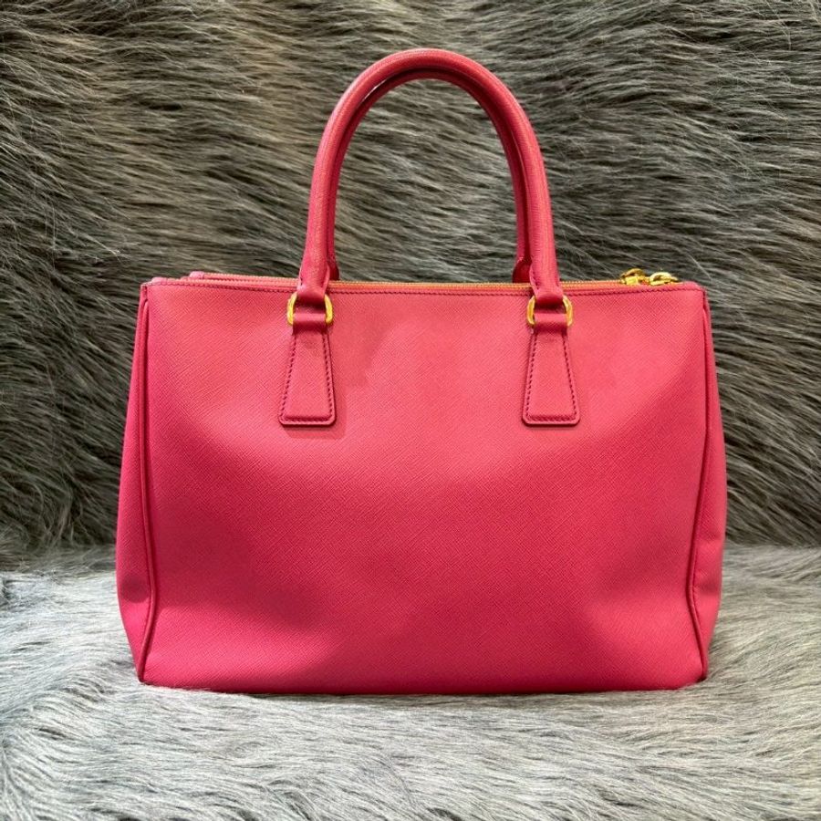 PRADA BN1874 桃紅 紅色 防刮 牛皮 手提包 殺手包 斜背包 兩用包 側背包 公事包-2