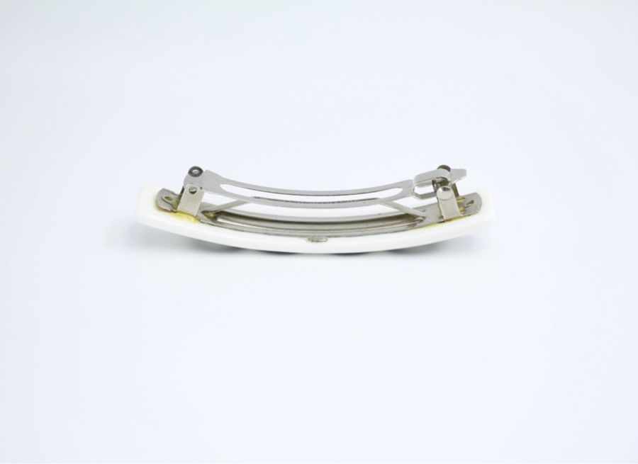 Chanel Vintage 01P 樹脂Coco Logo白色髮夾-6