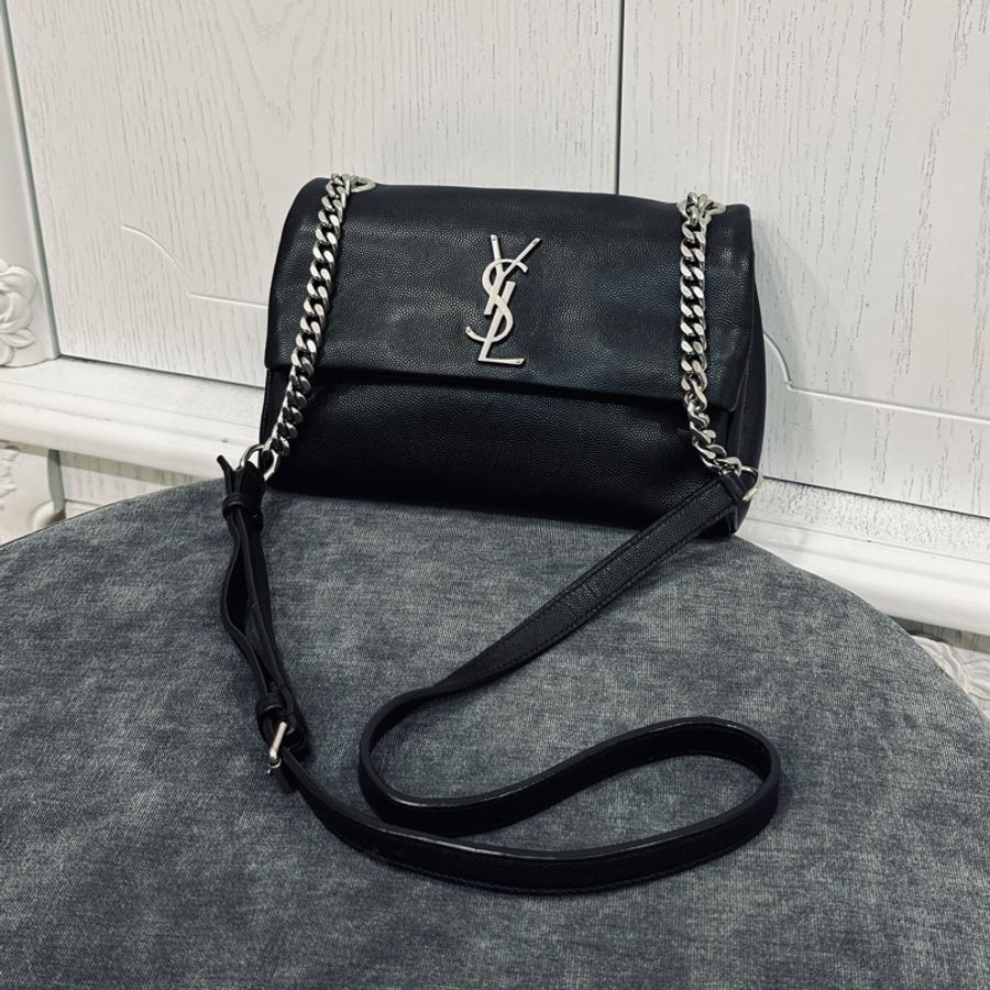 Ysl Hollywood黑銀粒面牛皮斜挎肩背包🈶購證 隨性不失時尚感🈵-0