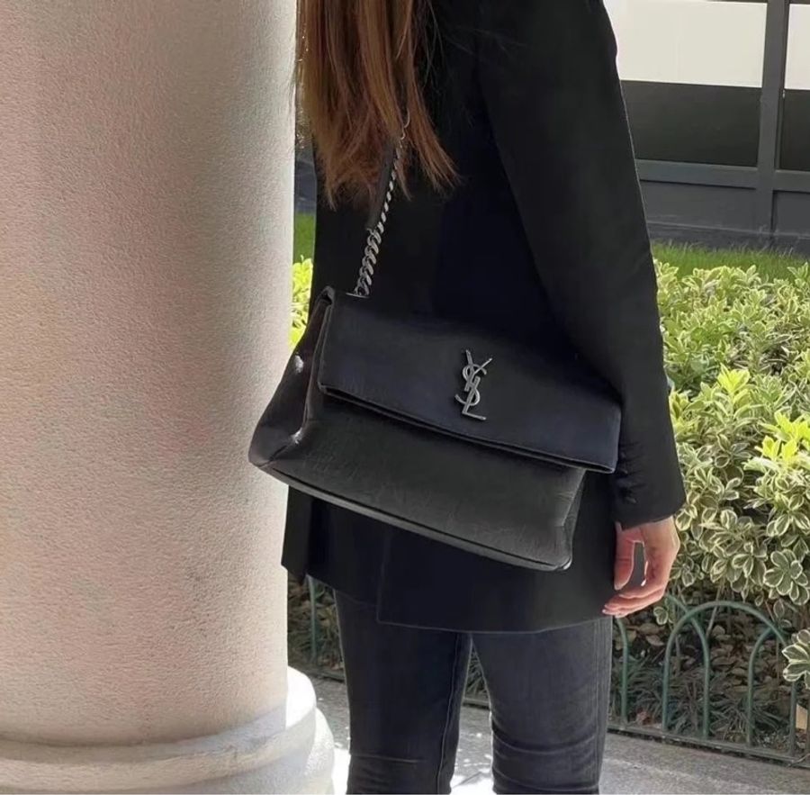 Ysl Hollywood黑銀粒面牛皮斜挎肩背包🈶購證 隨性不失時尚感🈵-2