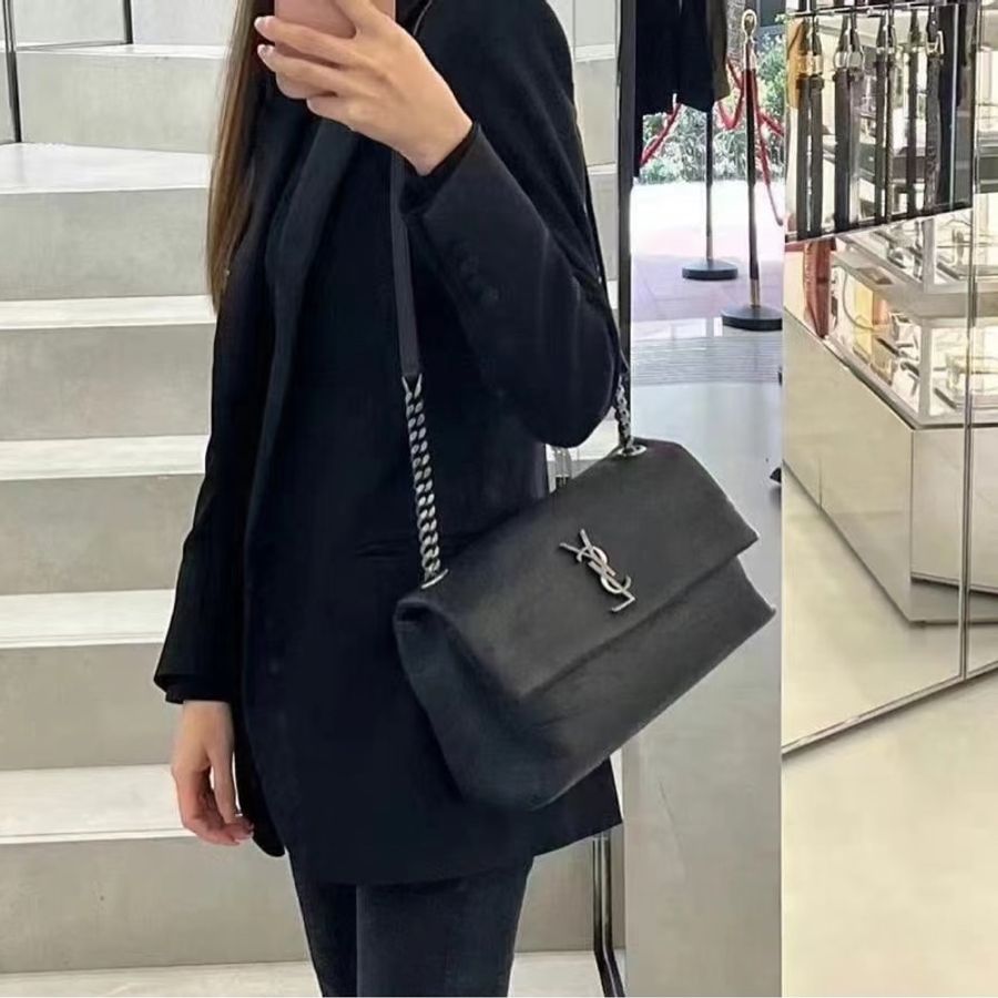 Ysl Hollywood黑銀粒面牛皮斜挎肩背包🈶購證 隨性不失時尚感🈵-3