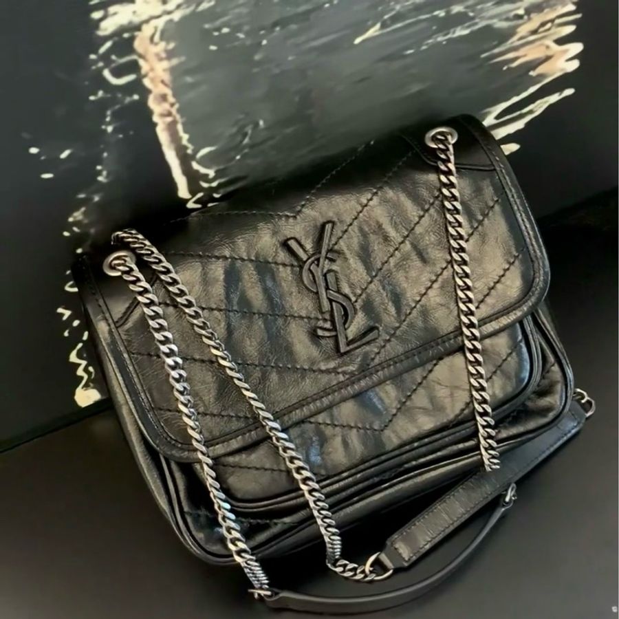 🈶購證 #10萬入手 #僅試背Ysl Niki Baby黑銀油蠟牛皮小號-5