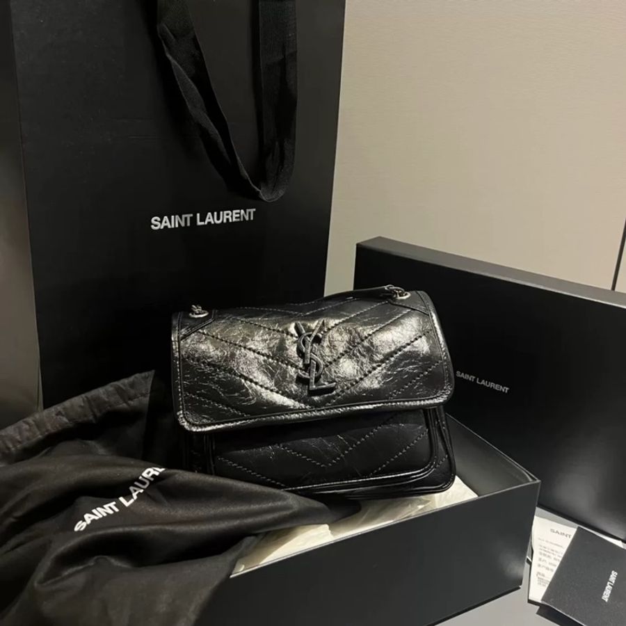 🈶購證 #10萬入手 #僅試背Ysl Niki Baby黑銀油蠟牛皮小號-6