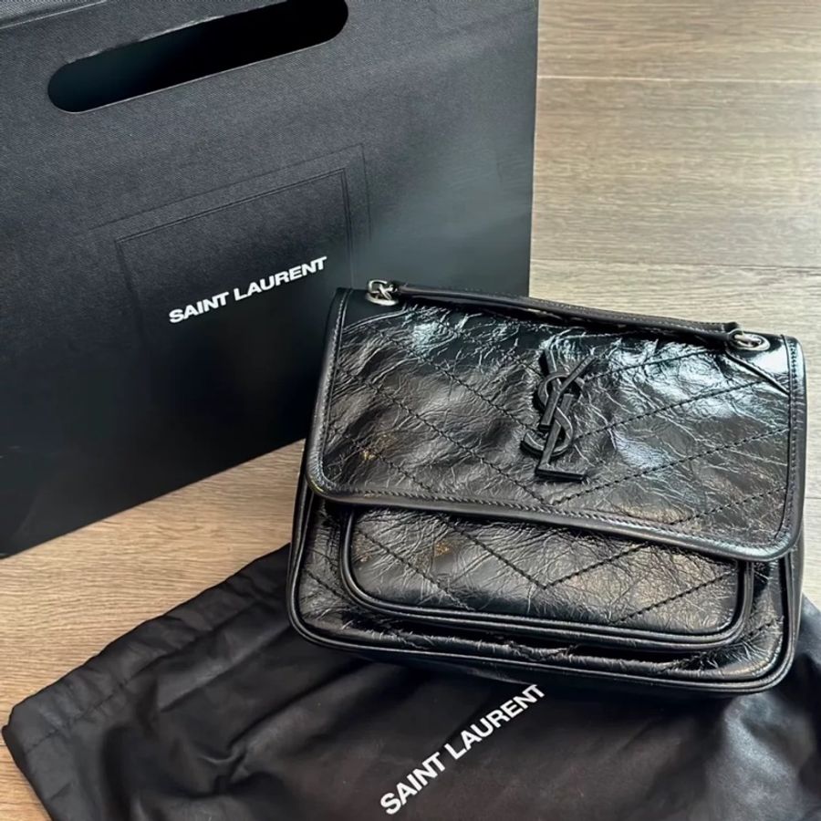 🈶購證 #10萬入手 #僅試背Ysl Niki Baby黑銀油蠟牛皮小號-7