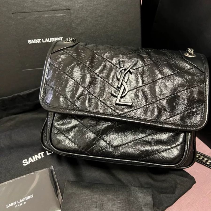 🈶購證 #10萬入手 #僅試背Ysl Niki Baby黑銀油蠟牛皮小號-8