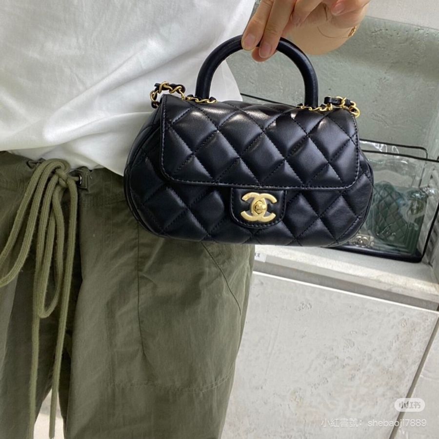 香奈兒Chanel  24c 黑金  coco 口蓋包 元寶包 手柄CF方胖-1