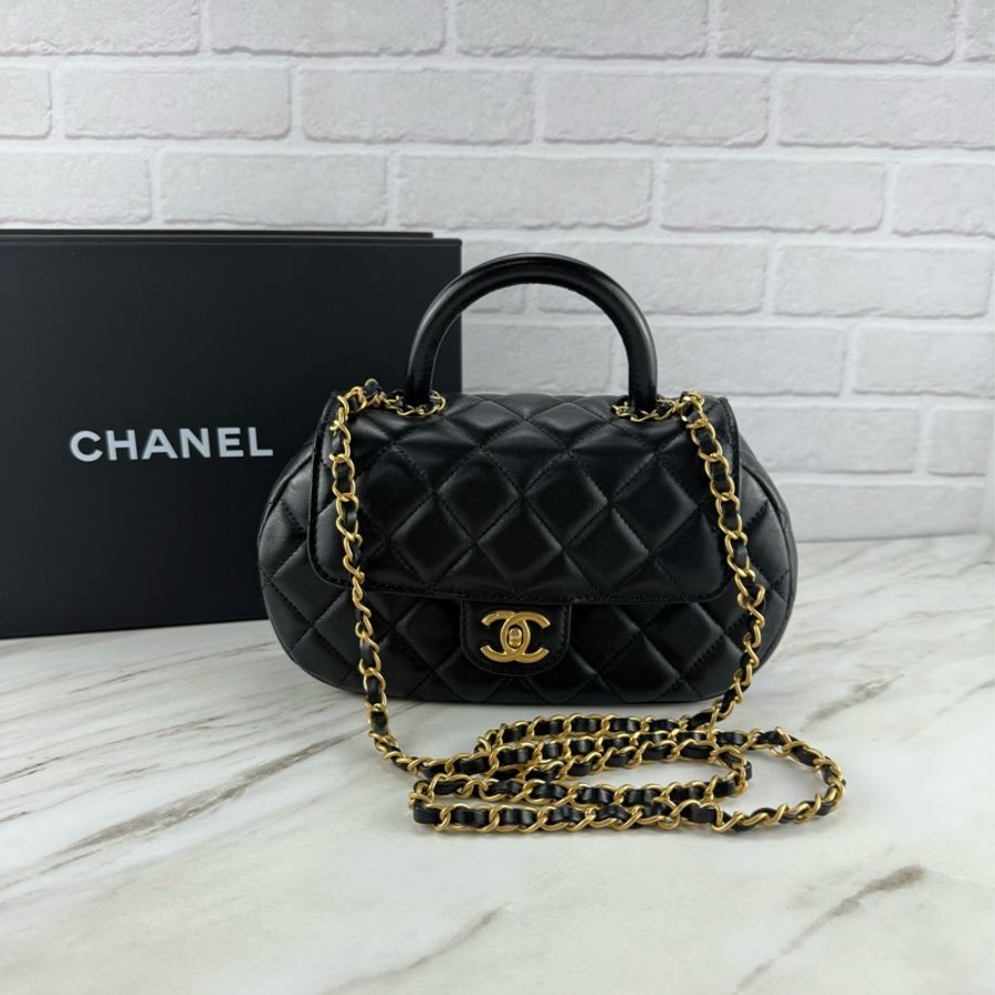 香奈兒Chanel  24c 黑金  coco 口蓋包 元寶包 手柄CF方胖-6