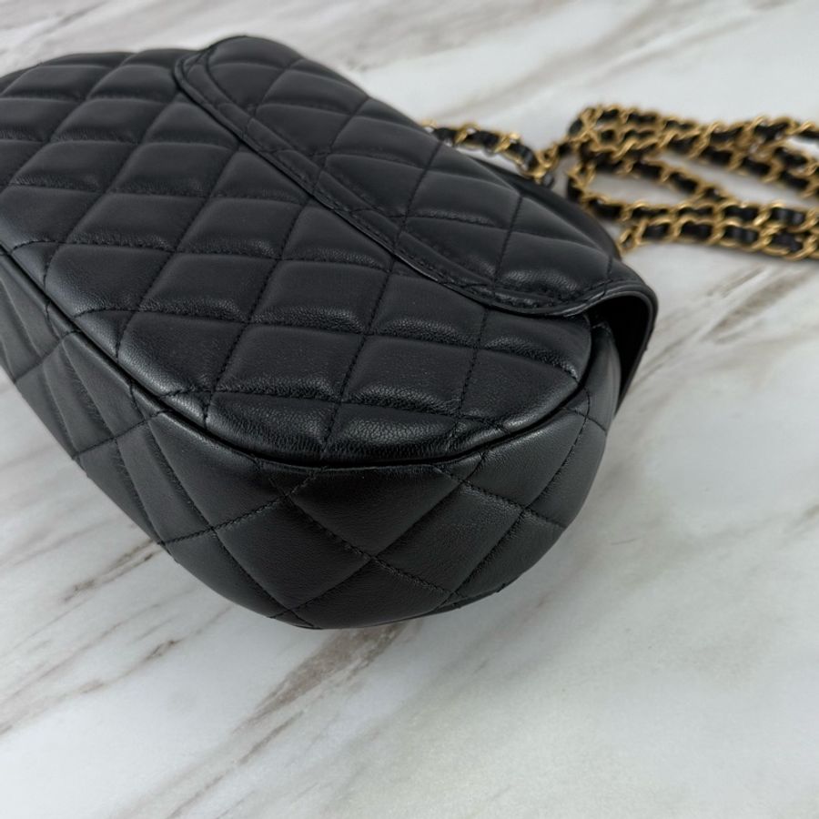 香奈兒Chanel  24c 黑金  coco 口蓋包 元寶包 手柄CF方胖-12