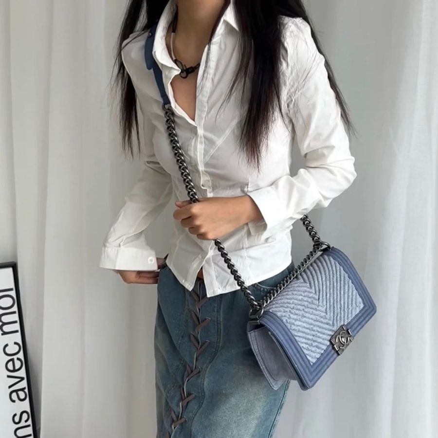 Chanel Leboy25牛仔單寧限定款🩵99新 超稀有夏天必備單品-4