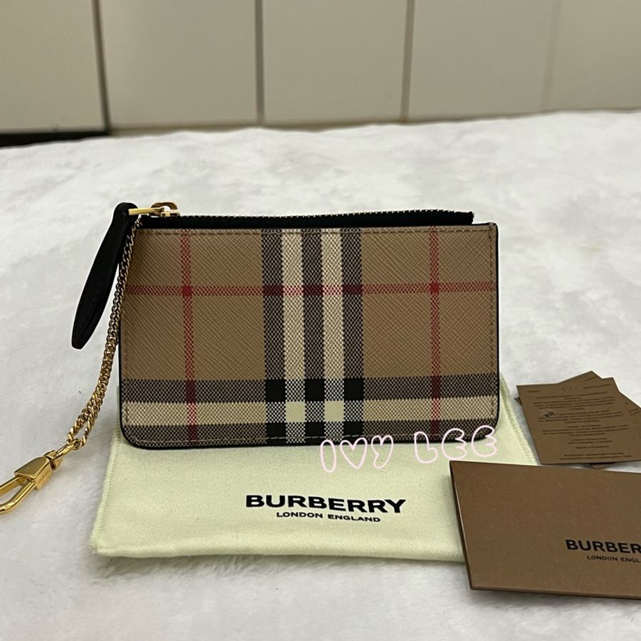 BURBERRY 巴寶莉 8058472 Kelbrook經典格紋鑰匙扣 零錢包 小卡夾 二手精品-0
