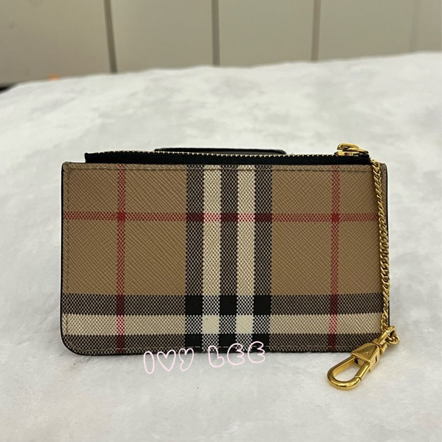BURBERRY 巴寶莉 8058472 Kelbrook經典格紋鑰匙扣 零錢包 小卡夾 二手精品-1