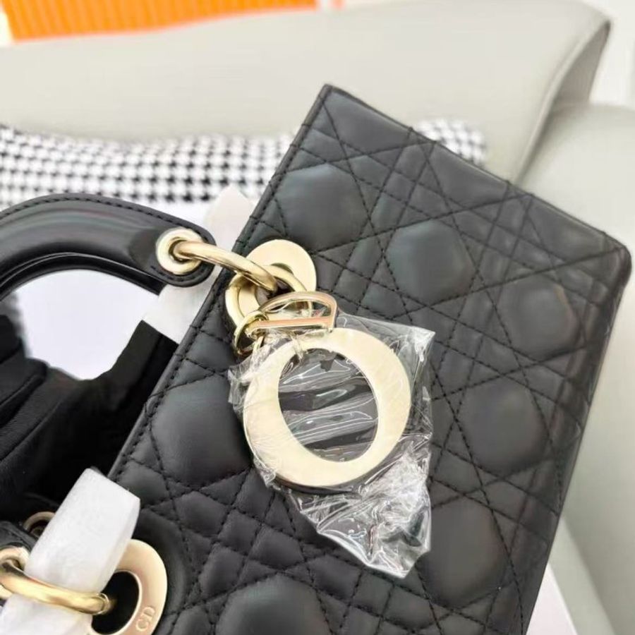 DIOR Lady D-JOY 橫版戴妃包 黑金配色 中號 haerin  全新可送禮 配件齊全-1