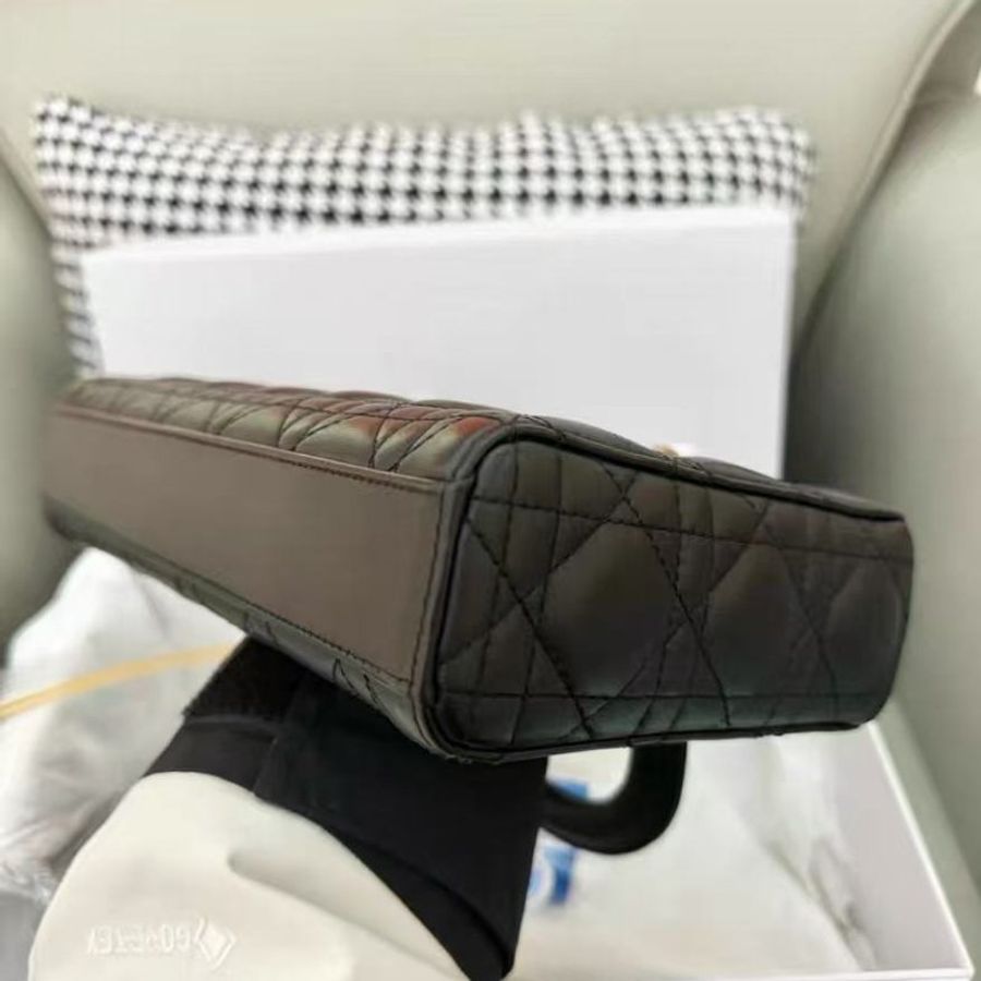 DIOR Lady D-JOY 橫版戴妃包 黑金配色 中號 haerin  全新可送禮 配件齊全-3