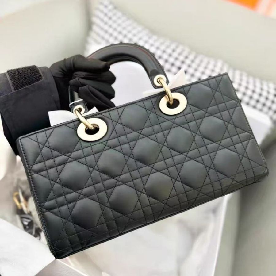 DIOR Lady D-JOY 橫版戴妃包 黑金配色 中號 haerin  全新可送禮 配件齊全-4