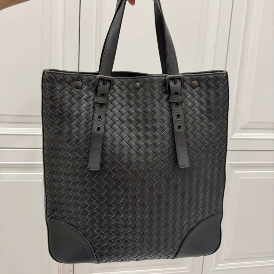BOTTEGA VENETA(葆蝶家)BV 黑色 編織 托特包 肩背包 手提包 公事包 電腦包 側背包 文件包-0