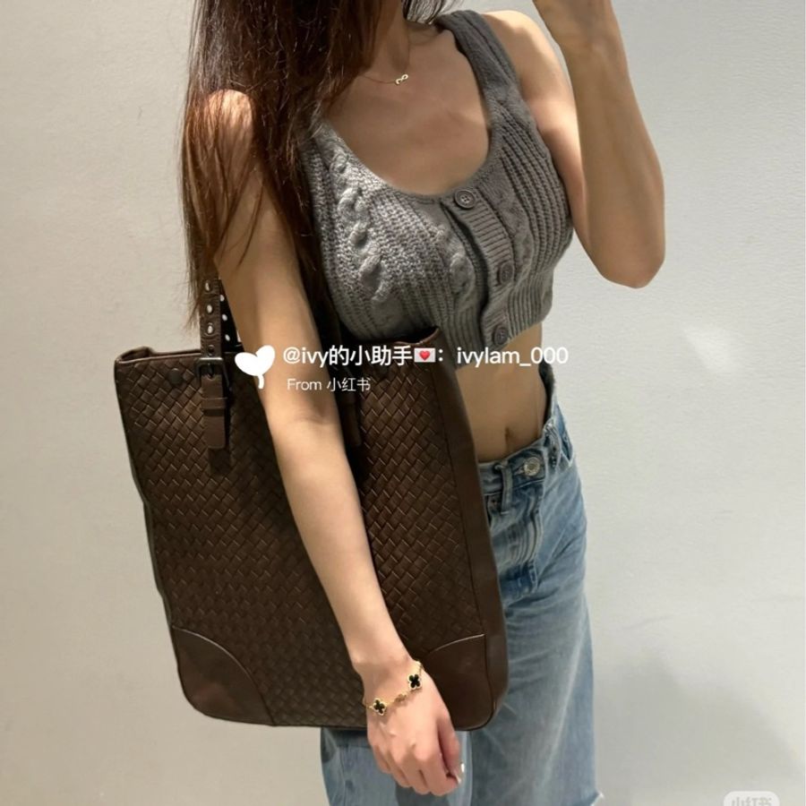 BOTTEGA VENETA(葆蝶家)BV 黑色 編織 托特包 肩背包 手提包 公事包 電腦包 側背包 文件包-1