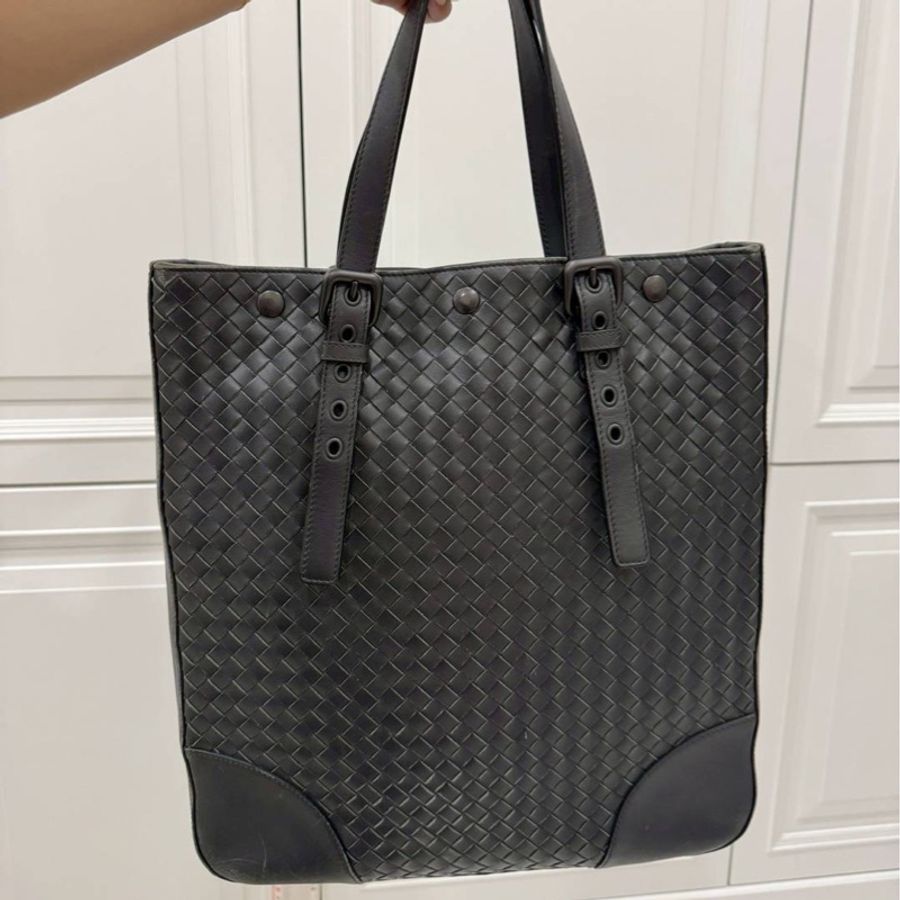 BOTTEGA VENETA(葆蝶家)BV 黑色 編織 托特包 肩背包 手提包 公事包 電腦包 側背包 文件包-5