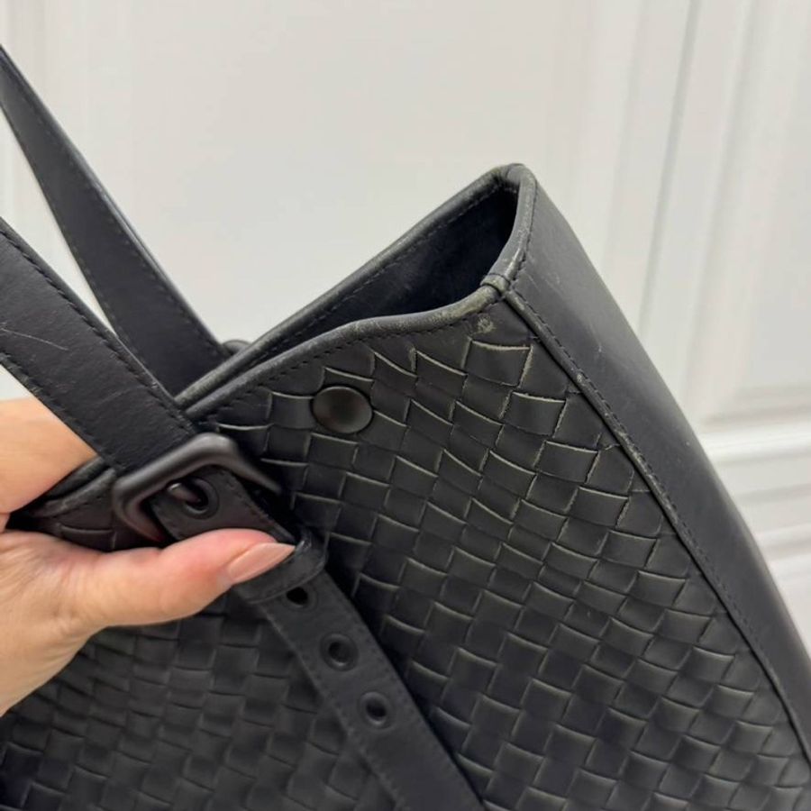 BOTTEGA VENETA(葆蝶家)BV 黑色 編織 托特包 肩背包 手提包 公事包 電腦包 側背包 文件包-13