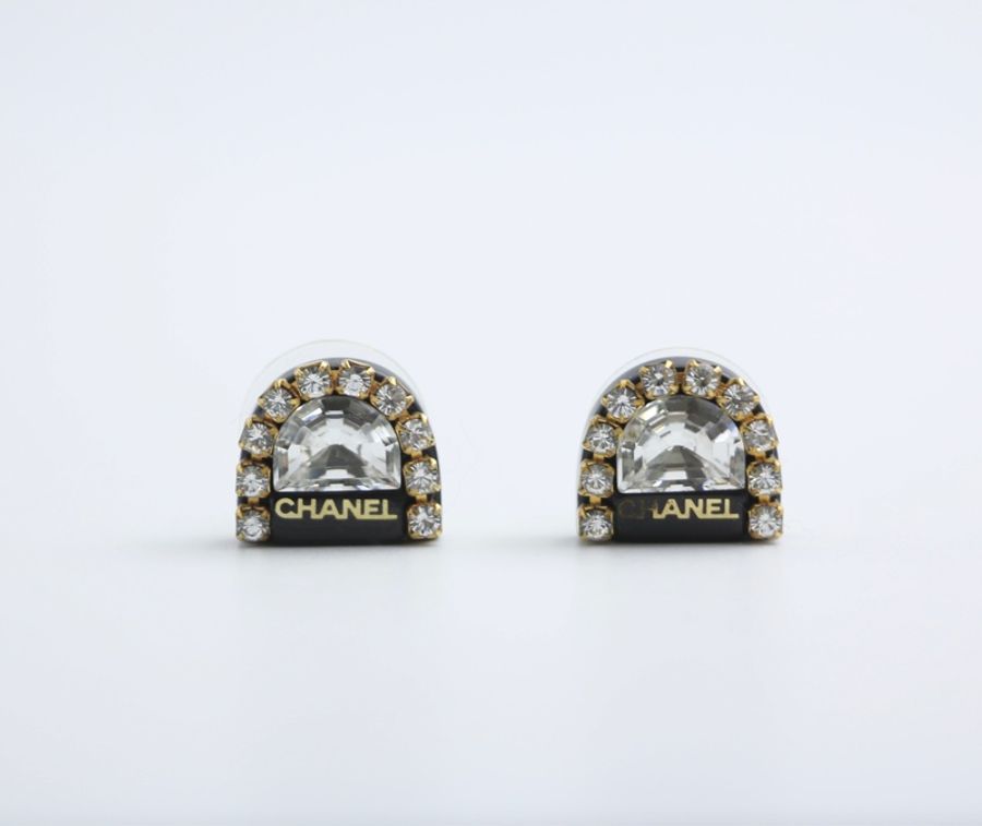 Chanel Vintage 00A 水鑽戒指形狀耳環-0