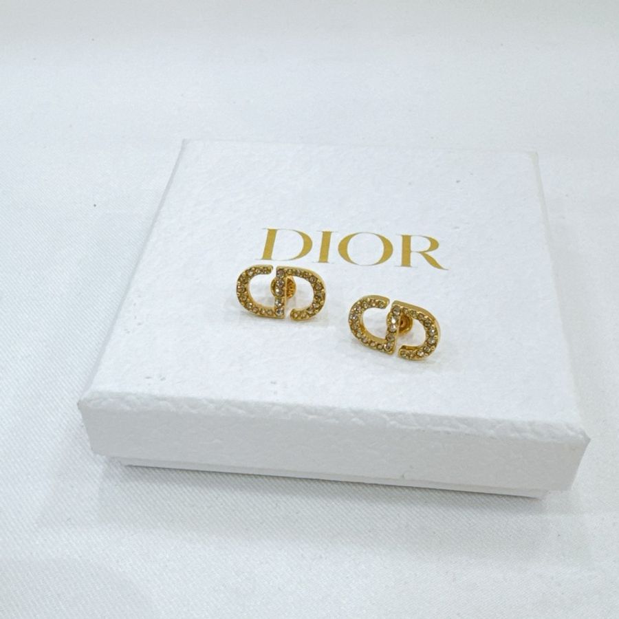 莉亞精品♡ Dior CD水鑽耳針E1742PTCCY_D301全新-0