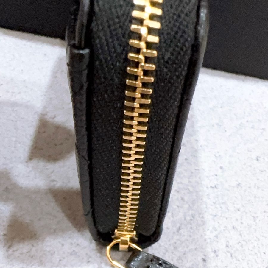 全新現貨 Chanel 黑金荔枝紋拉鍊零錢包-7
