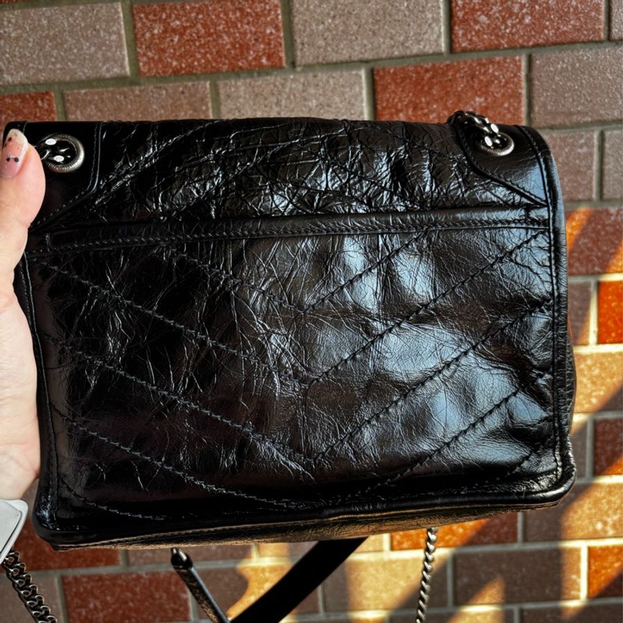 SAINT LAURENT(聖羅蘭) Niki Mini 黑色 小號 銀鏈-1