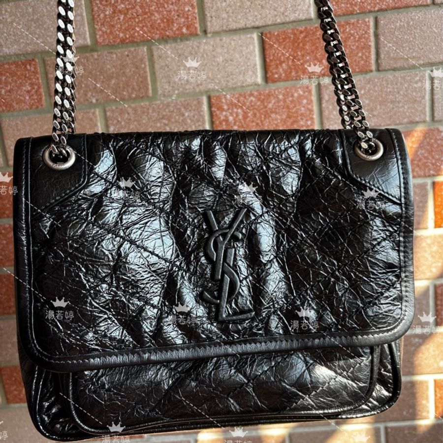 SAINT LAURENT(聖羅蘭) Niki Mini 黑色 小號 銀鏈-5