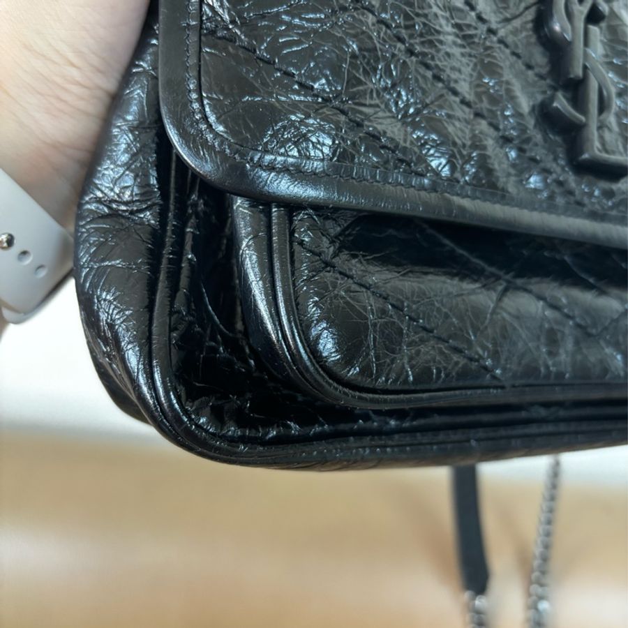 SAINT LAURENT(聖羅蘭) Niki Mini 黑色 小號 銀鏈-8