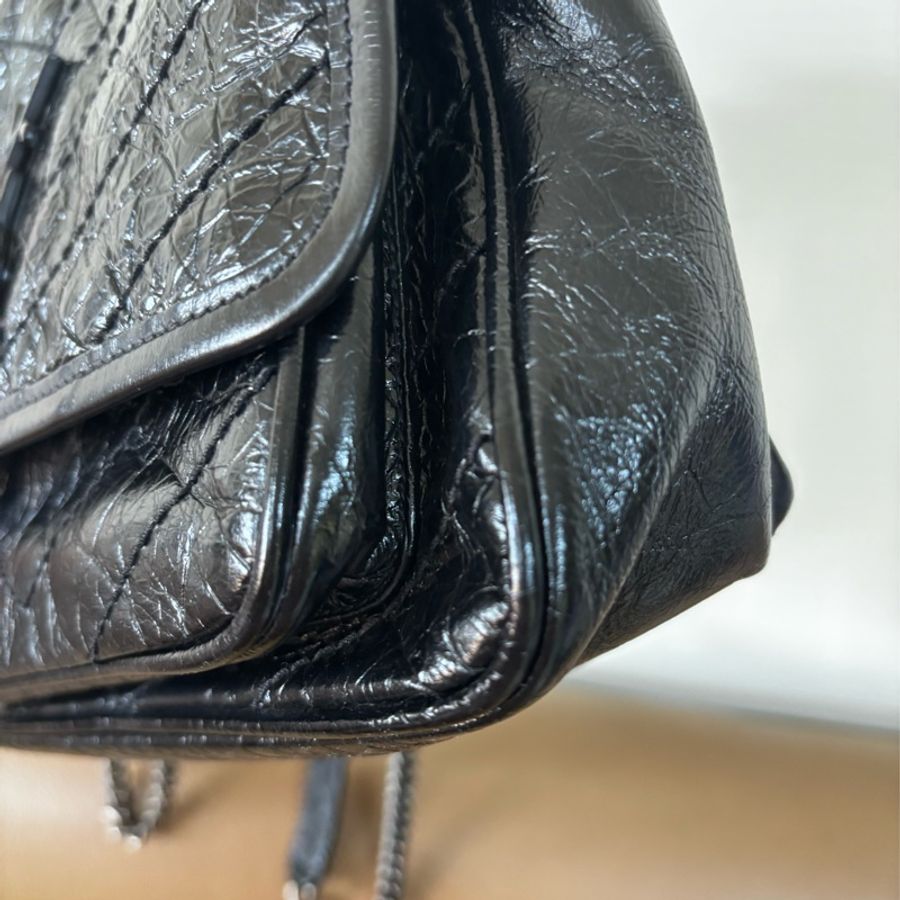 SAINT LAURENT(聖羅蘭) Niki Mini 黑色 小號 銀鏈-9