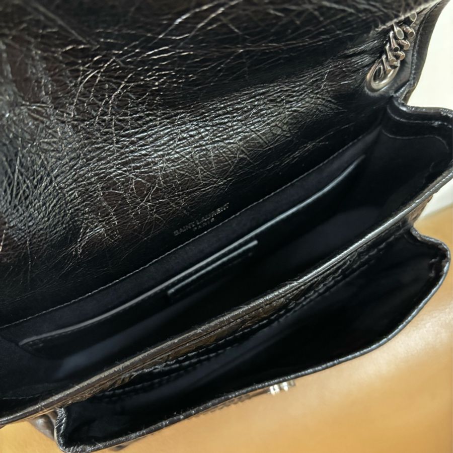 SAINT LAURENT(聖羅蘭) Niki Mini 黑色 小號 銀鏈-15