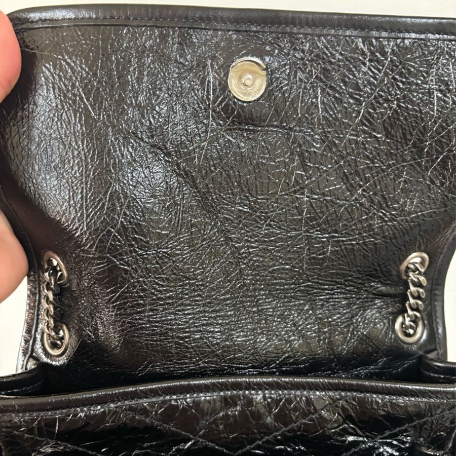 SAINT LAURENT(聖羅蘭) Niki Mini 黑色 小號 銀鏈-16