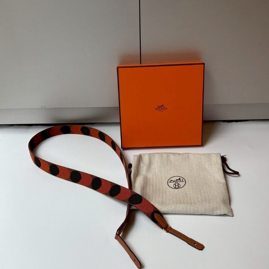 Hermes to go 系列 帆布圓點 咖磚黑色 包包背帶-1