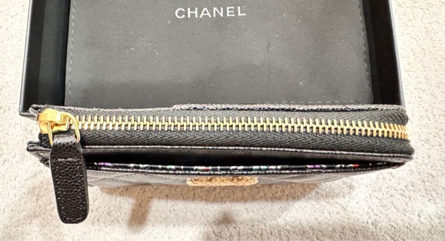 全新現貨 Chanel 24A 黑金限定拉鍊零錢卡包-3